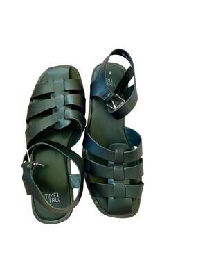 Time and Tru Black Strappy Sandals Size 8
